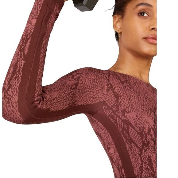 Fabletics Kamila Snake Print Seamless Crop Top | Cherry Mocha | Size M - Picture 14 of 14